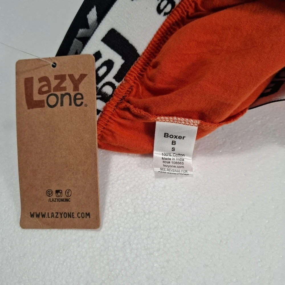 Lazy One Bright Orange Funny Boxers with Black Waistband Size S 